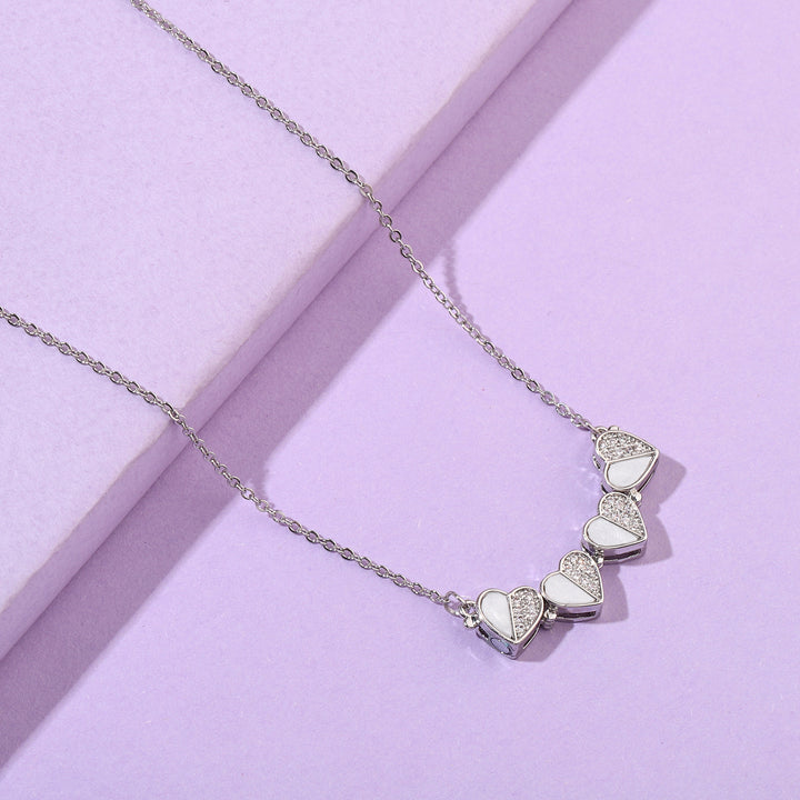 Clover Half n Half Studded Silver Necklace - Salty Accessories