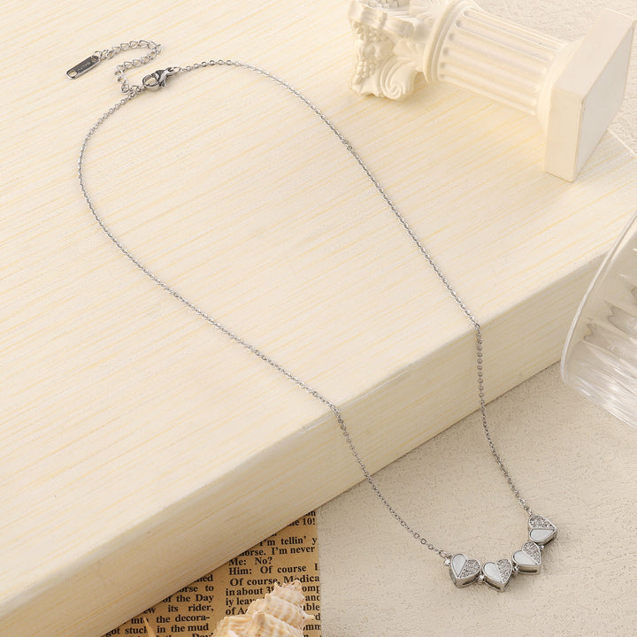 Clover Half n Half Studded Silver Necklace - Salty Accessories