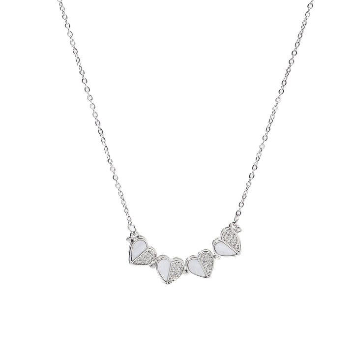 Clover Half n Half Studded Silver Necklace - Salty Accessories