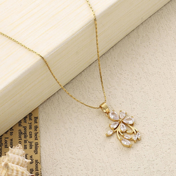 Crystal Petals Gold Necklace