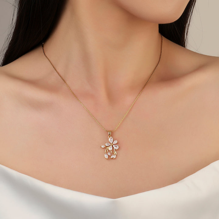 Crystal Petals Gold Necklace - Salty Accessories