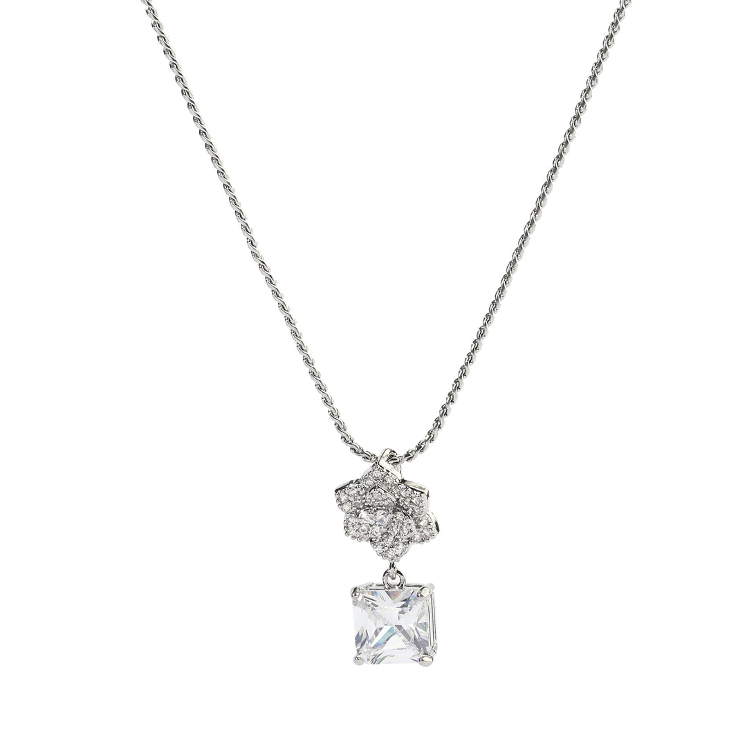 Crystal Rose Silver Necklace - Salty Accessories