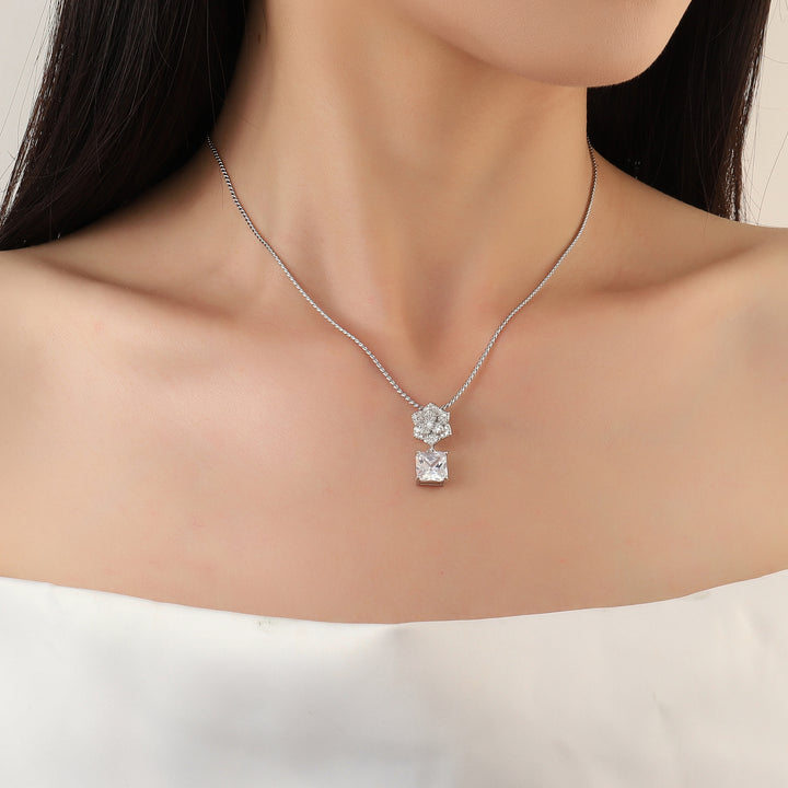 Crystal Rose Silver Necklace - Salty Accessories