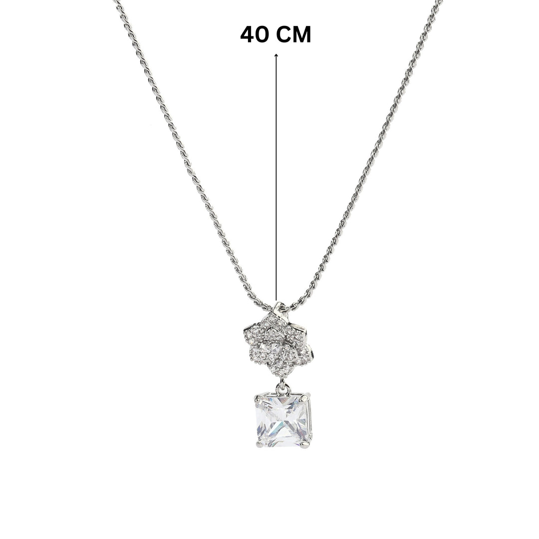 Crystal Rose Silver Necklace - Salty Accessories