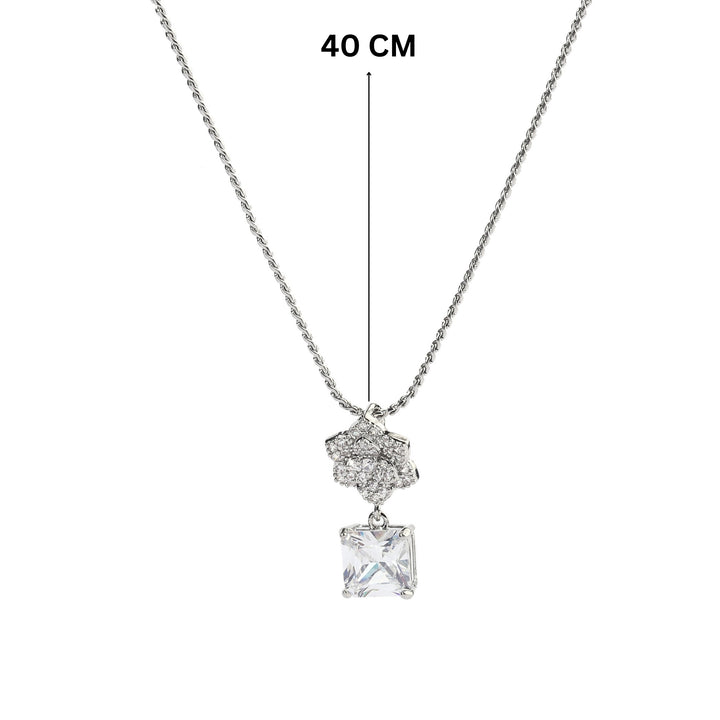 Crystal Rose Silver Necklace - Salty Accessories
