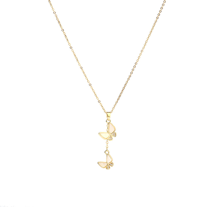 Flying Wings Studded Gold Necklace