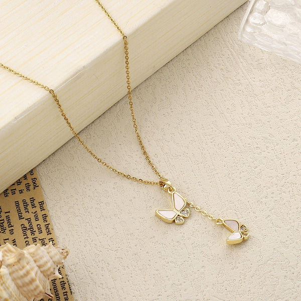 Flying Wings Studded Gold Necklace