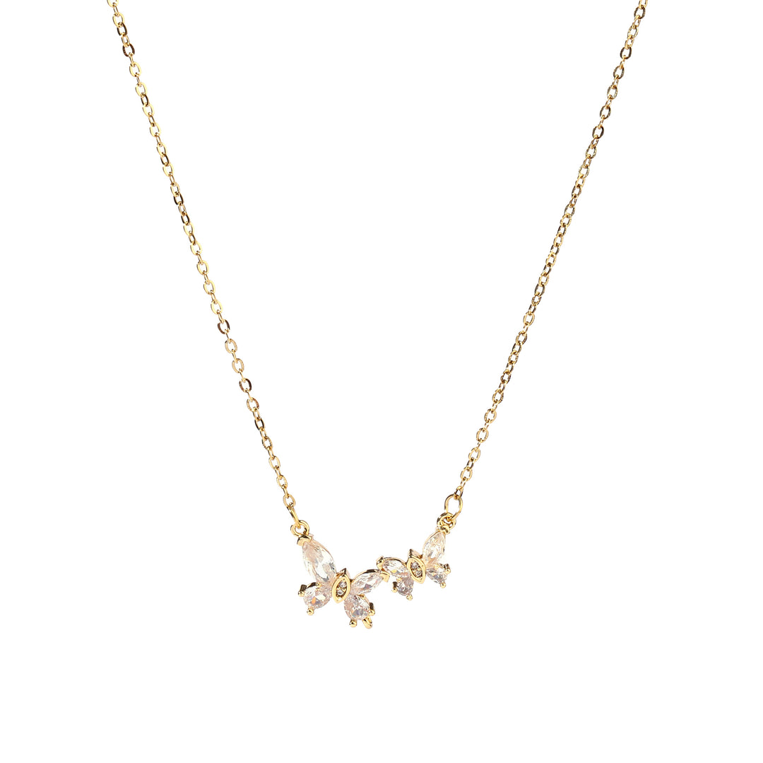 Buttery Crystal Duo Rosegold Necklace - Salty Accessories