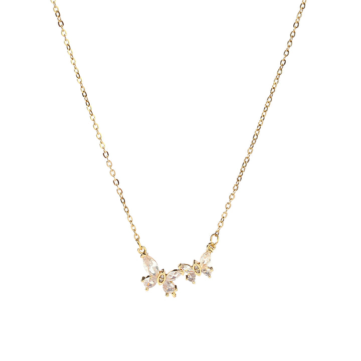 Buttery Crystal Duo Rosegold Necklace - Salty Accessories