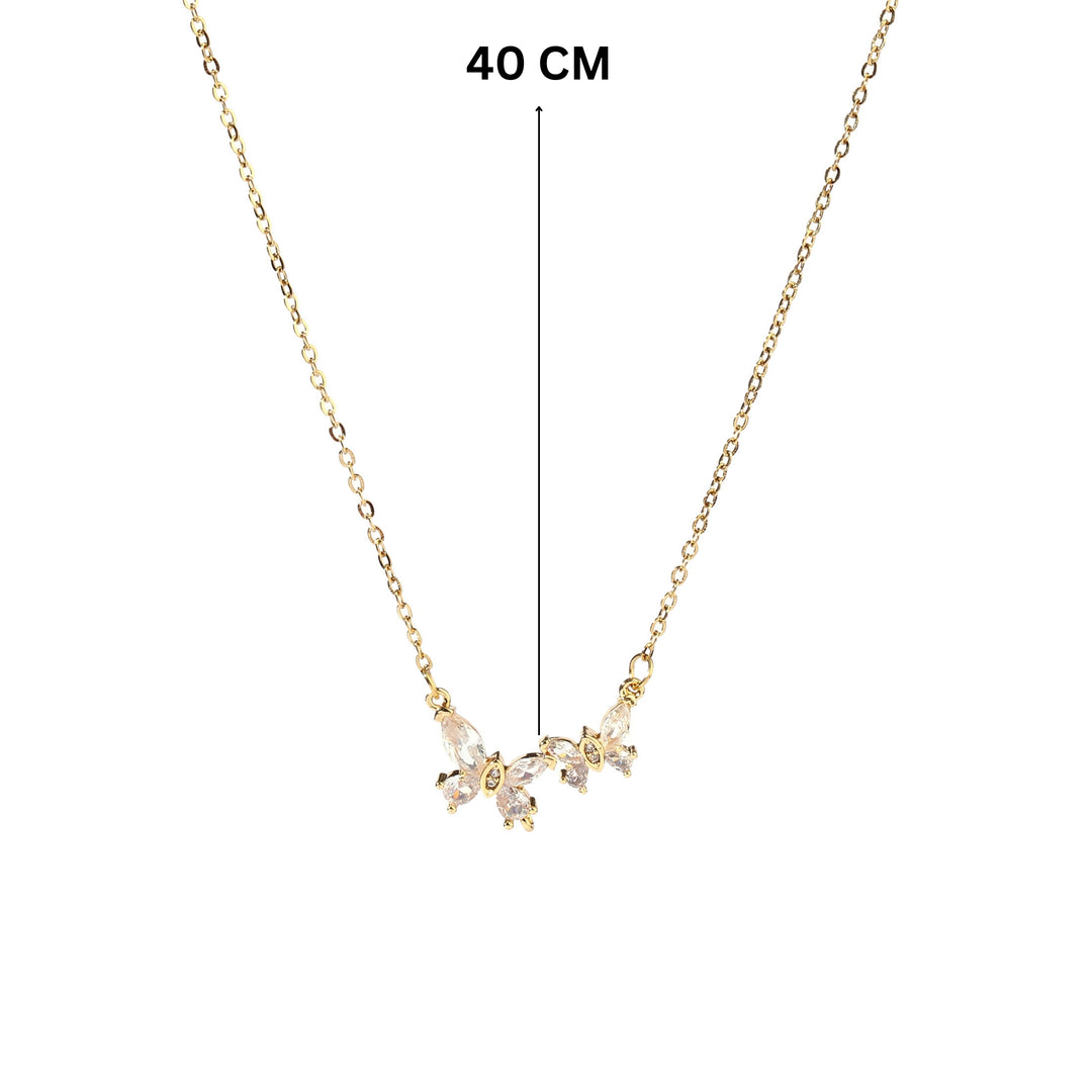 Buttery Crystal Duo Rosegold Necklace - Salty Accessories