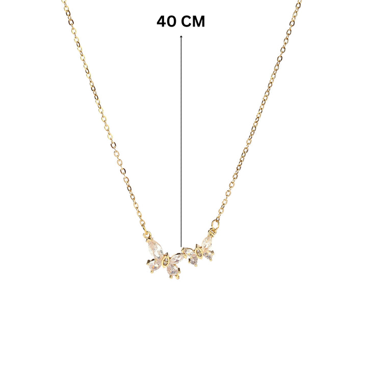 Buttery Crystal Duo Rosegold Necklace - Salty Accessories