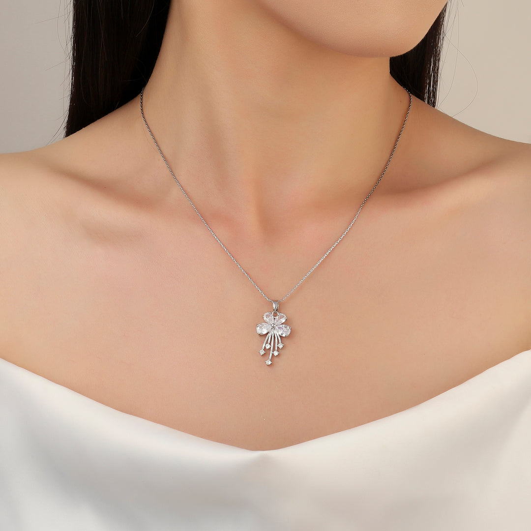 Crystal Shower Silver Necklace