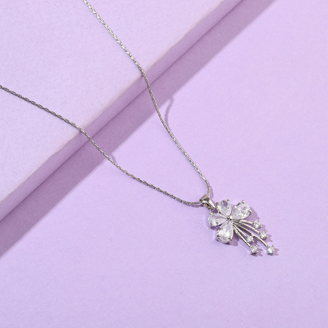 Crystal Shower Silver Necklace