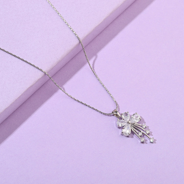 Crystal Shower Silver Necklace