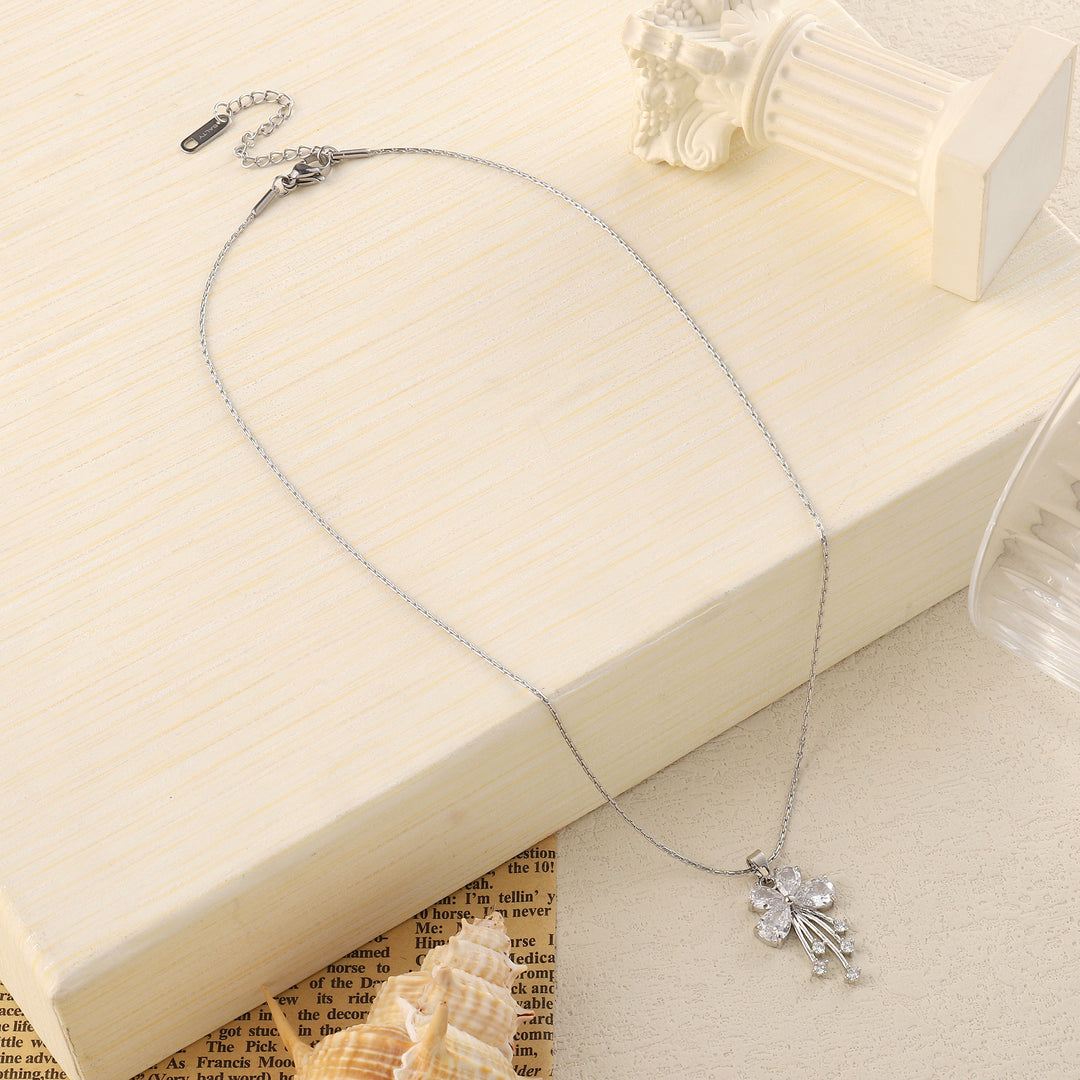 Crystal Shower Silver Necklace