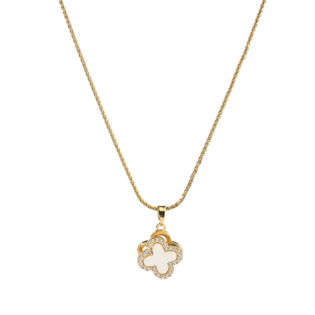 Studded Clover Gold Necklace - Salty Accessories