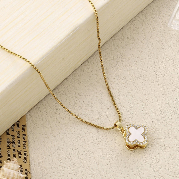 Studded Clover Gold Necklace - Salty Accessories