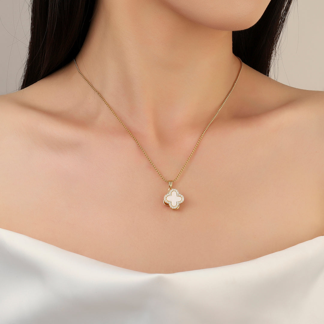 Studded Clover Gold Necklace - Salty Accessories