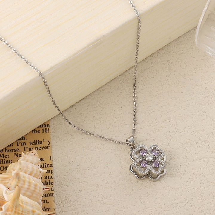 Crystal Clover Silver Necklace - Salty Accessories