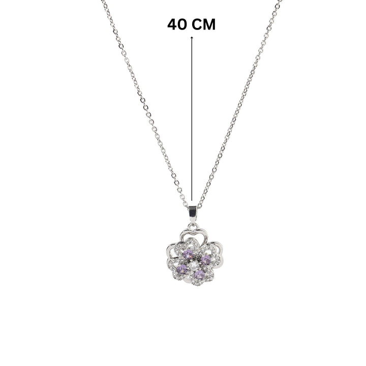 Crystal Clover Silver Necklace
