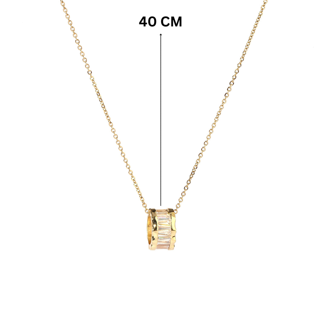 Baguette Crystal Wheel Gold Necklace