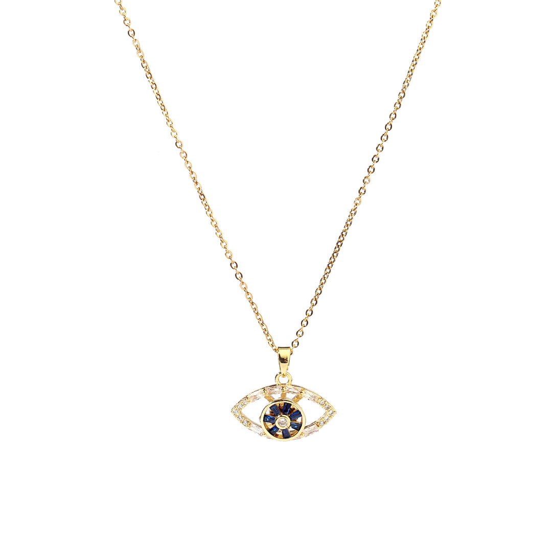 Deemed Studded Evil Eye Gold Necklace