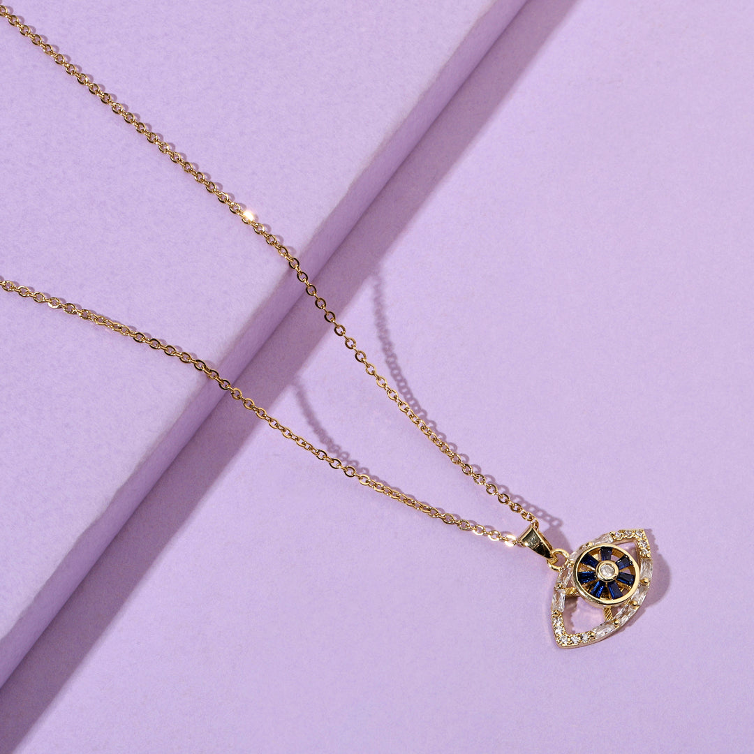 Deemed Studded Evil Eye Gold Necklace