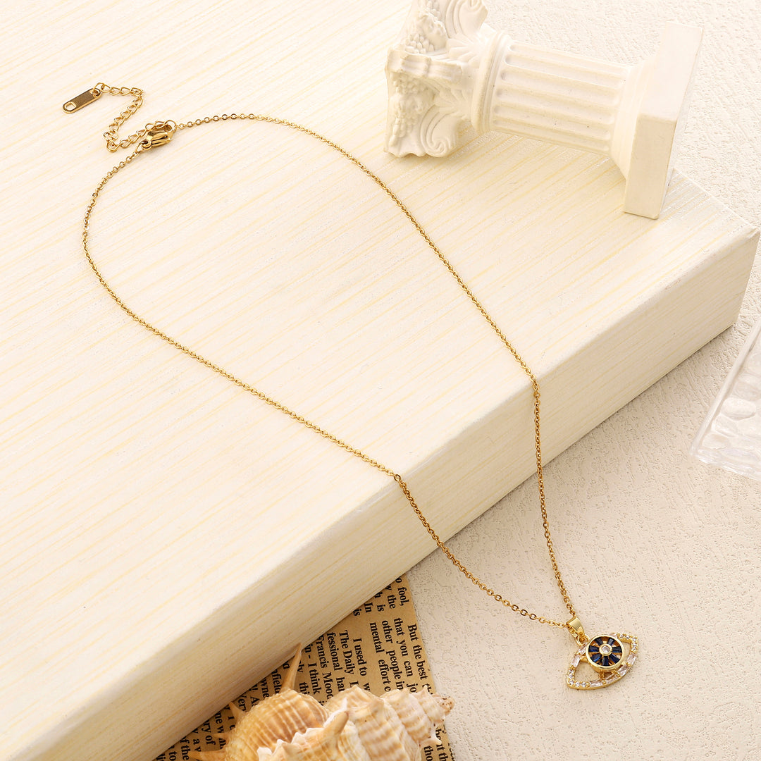 Deemed Studded Evil Eye Gold Necklace