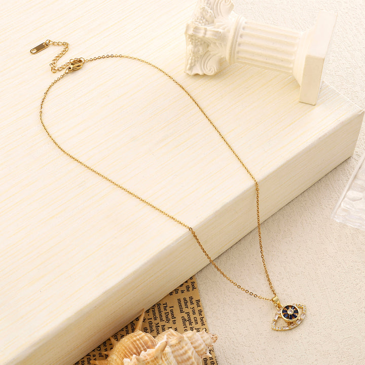 Deemed Studded Evil Eye Gold Necklace
