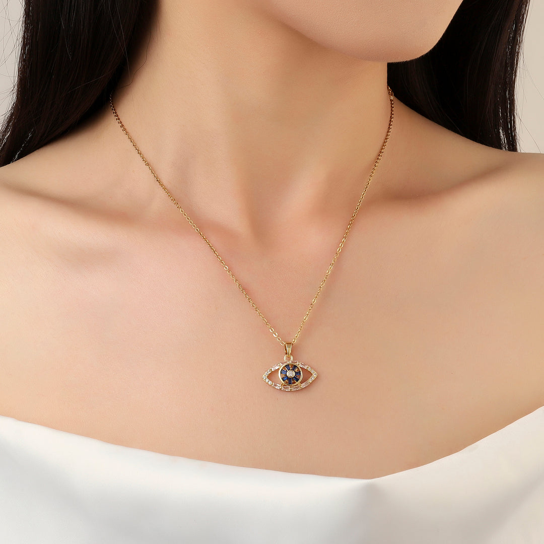 Deemed Studded Evil Eye Gold Necklace