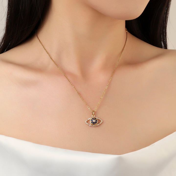 Deemed Studded Evil Eye Gold Necklace