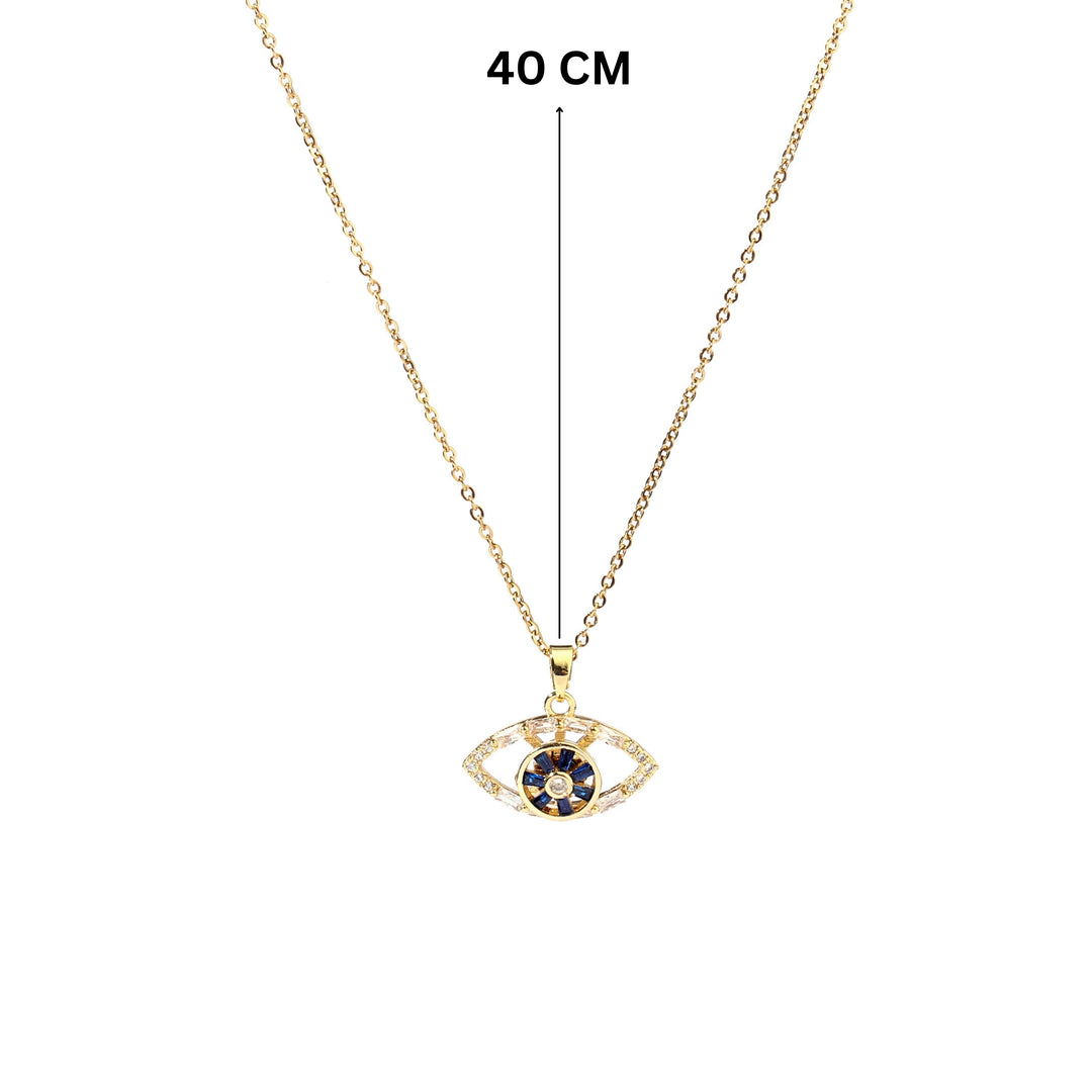 Deemed Studded Evil Eye Gold Necklace