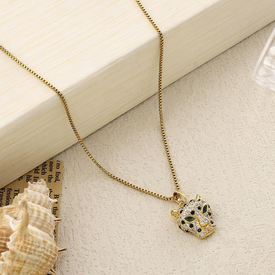 Studded Panther Gold Necklace