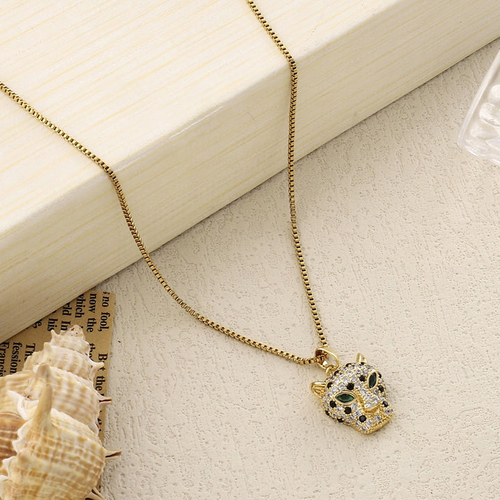 Studded Panther Gold Necklace
