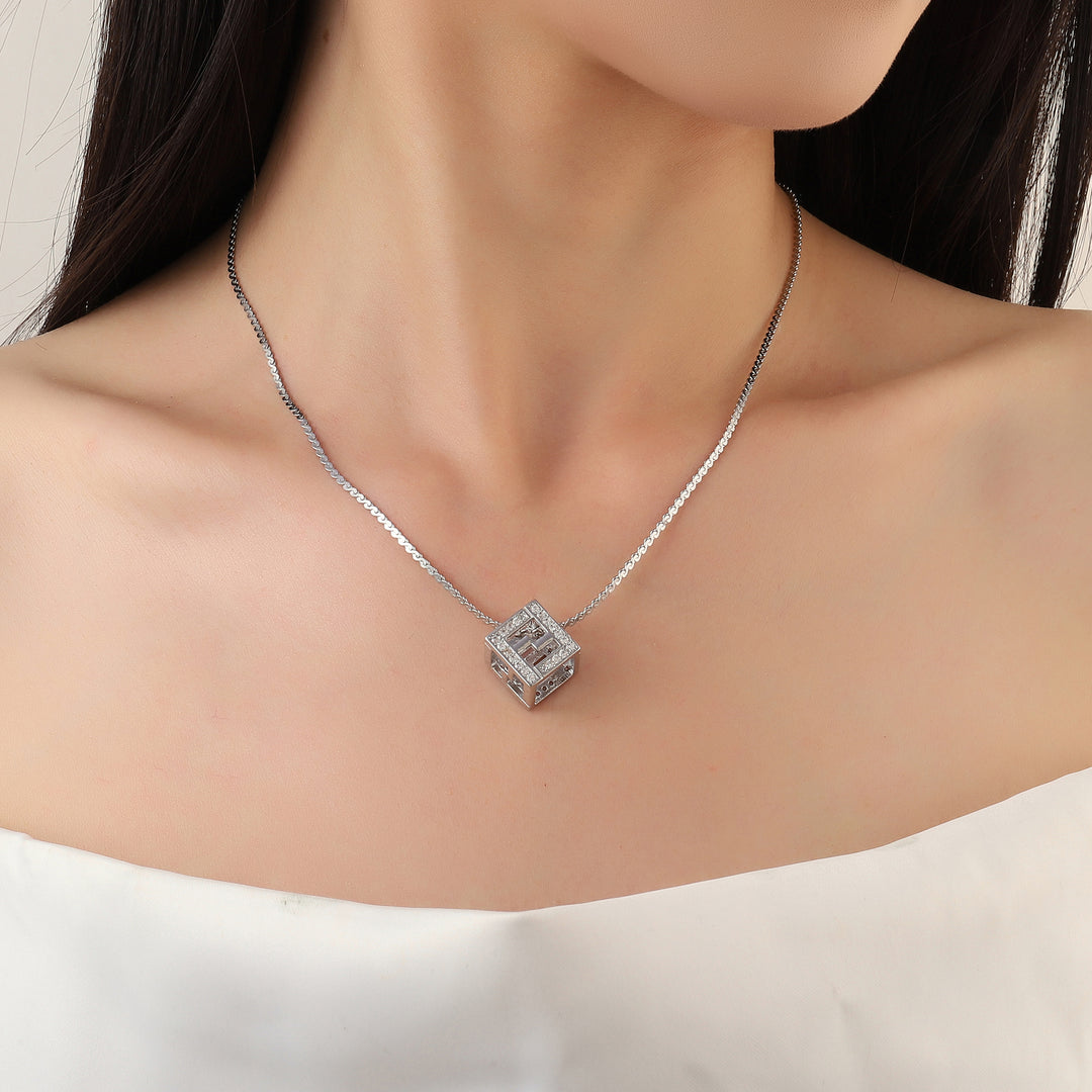 The F studded Silver Necklace - Salty Accessories