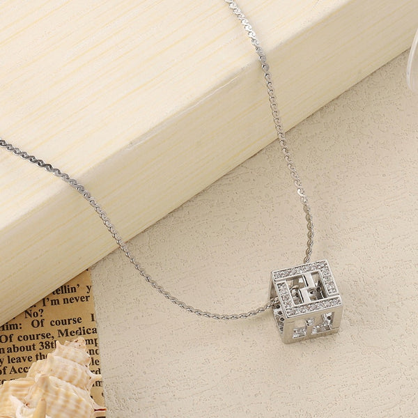 The F studded Silver Necklace