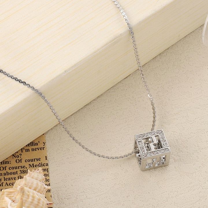 The F studded Silver Necklace