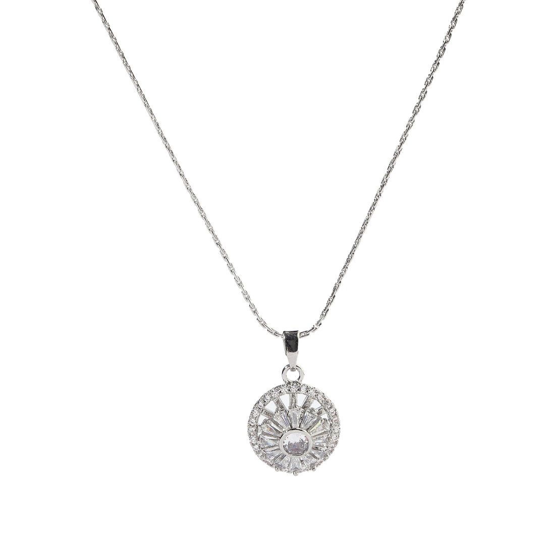 Crystal Disc Silver Necklace - Salty Accessories