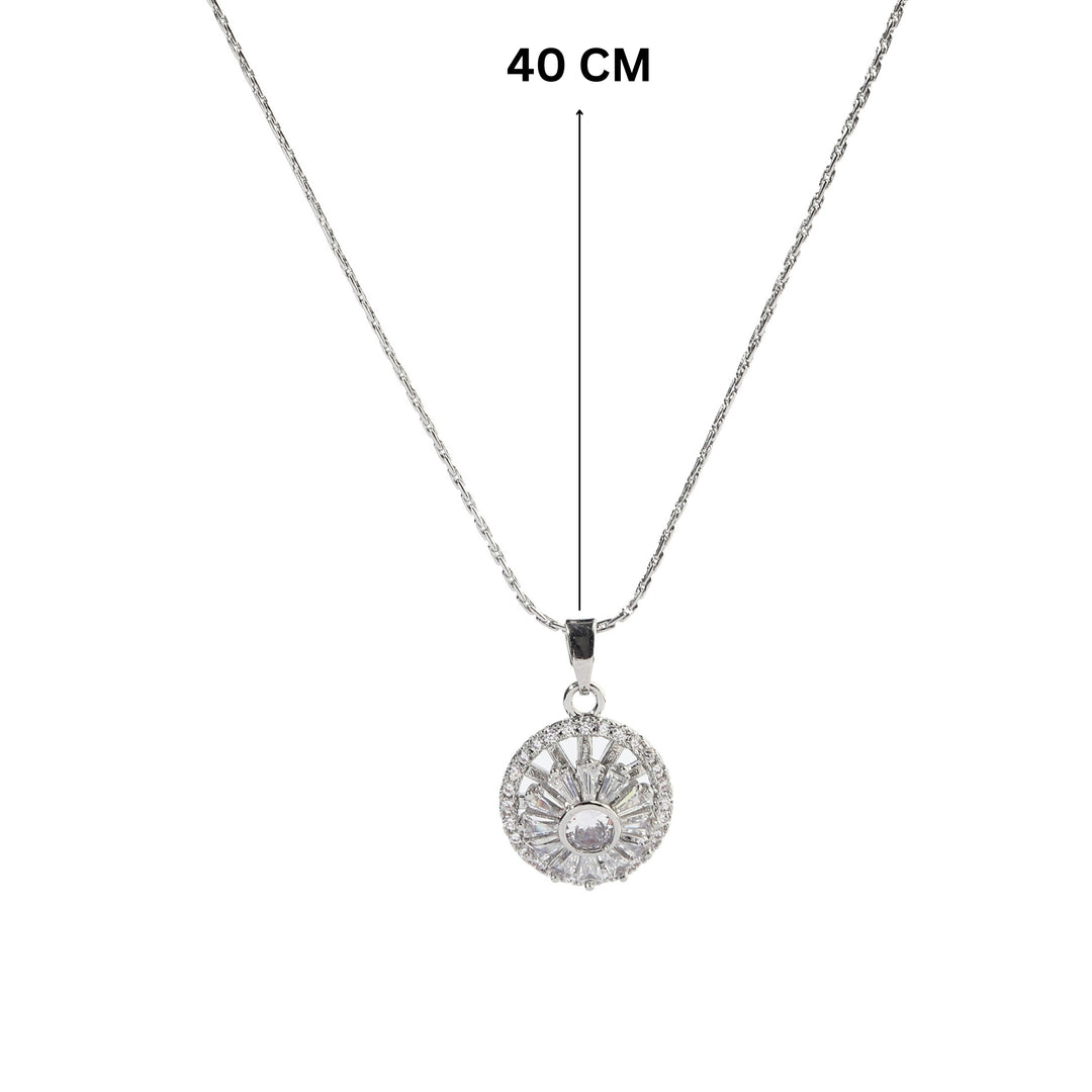 Crystal Disc Silver Necklace