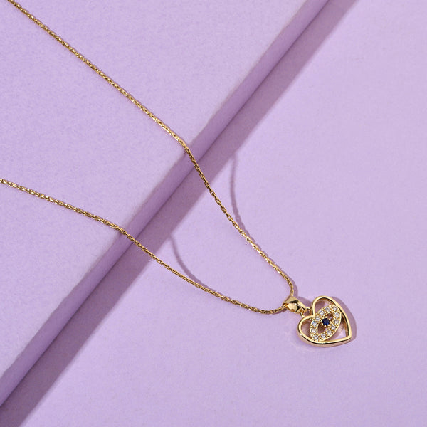 Delicate Heart Evil Eye Necklace