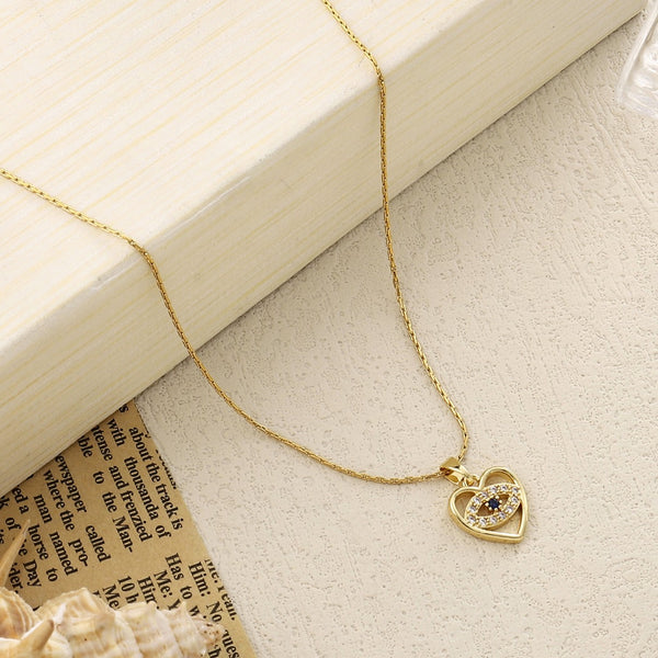 Delicate Heart Evil Eye Necklace