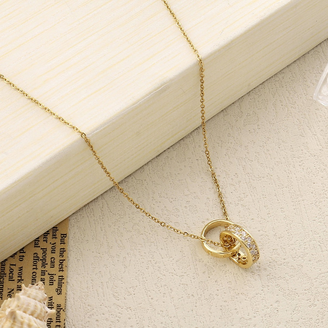 Looped Studded Rings Gold Necklace - Salty Accessories