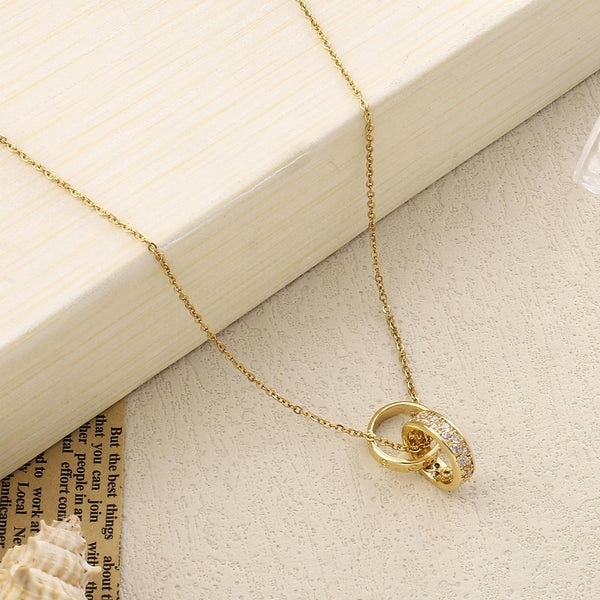 Looped Studded Rings Gold Necklace