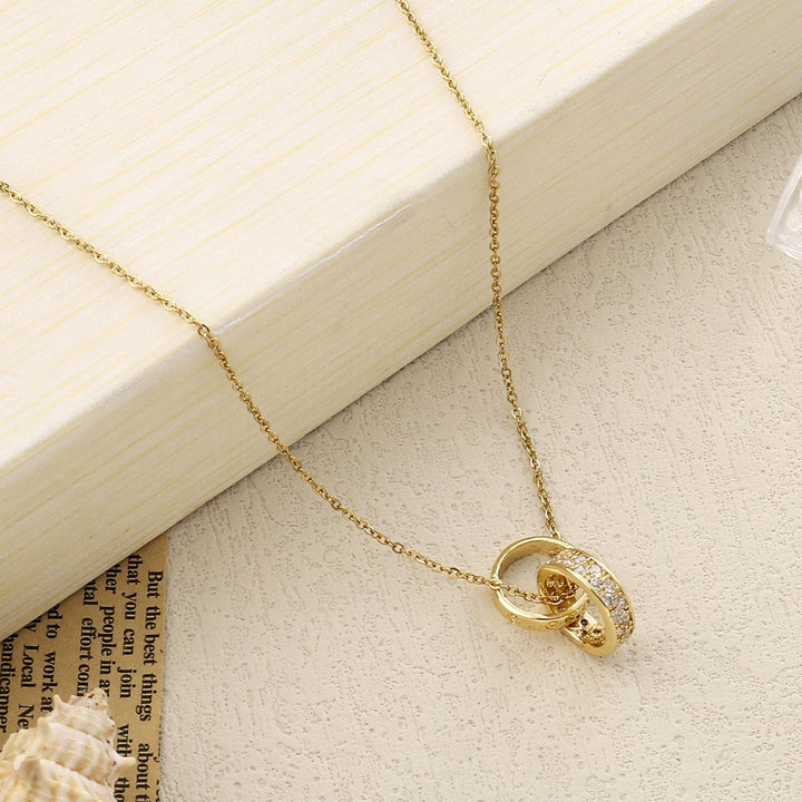 Looped Studded Rings Gold Necklace - Salty Accessories