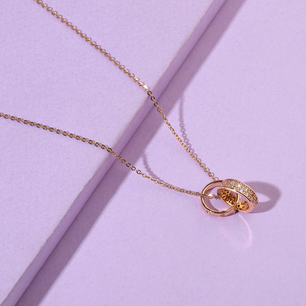 Looped Studded Rings RoseGold Necklace
