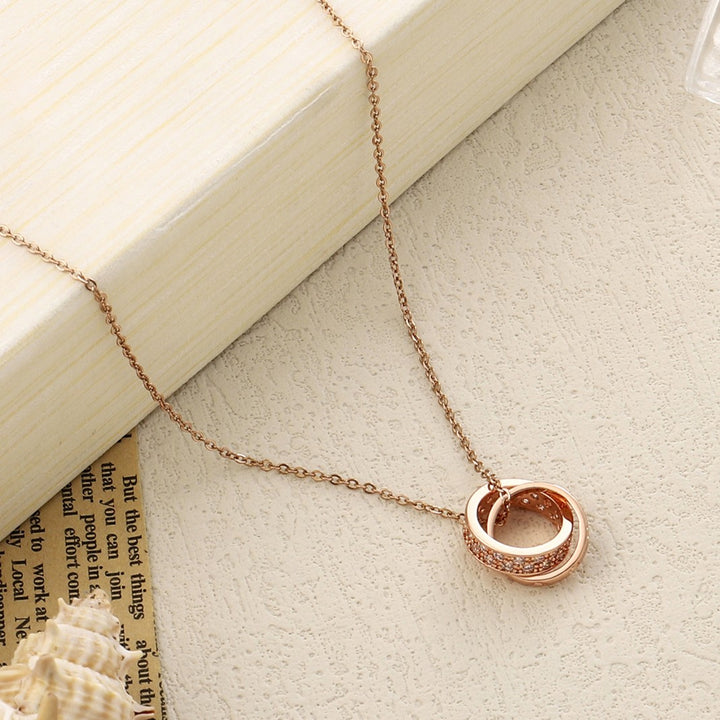 Looped Studded Rings RoseGold Necklace - Salty Accessories