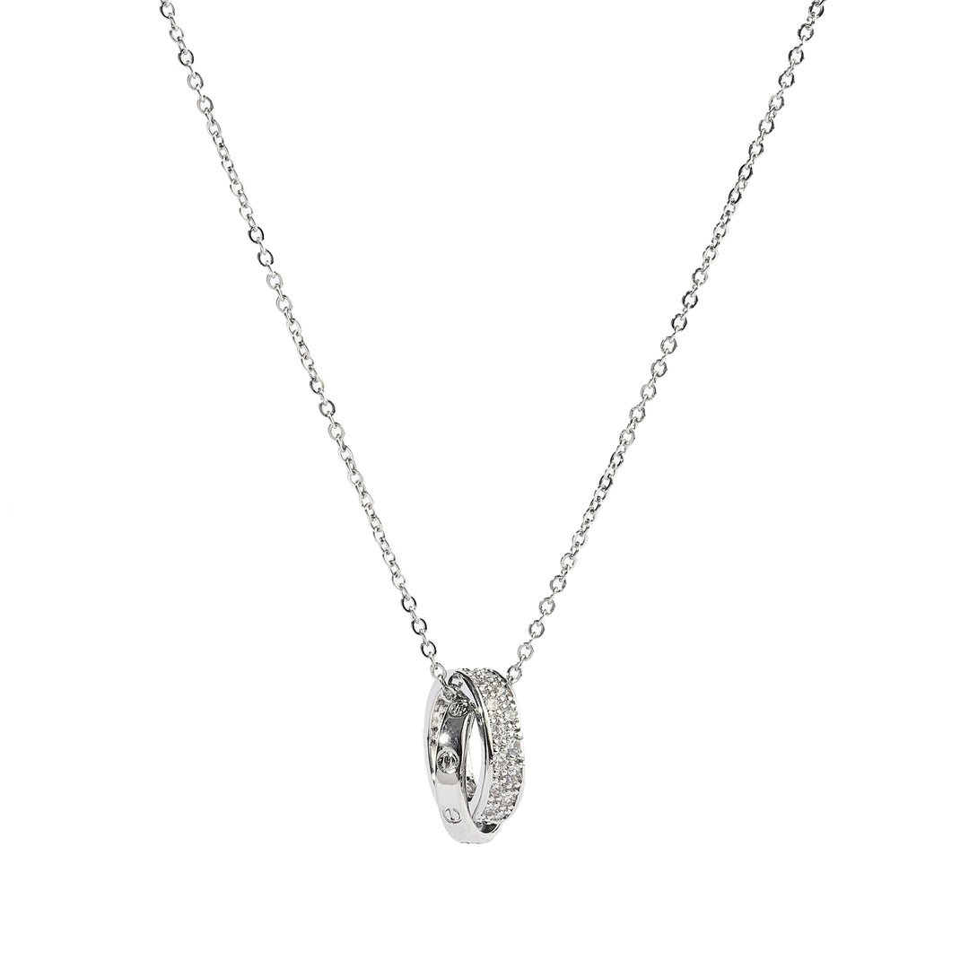 Looped Studded Rings Silver Necklace