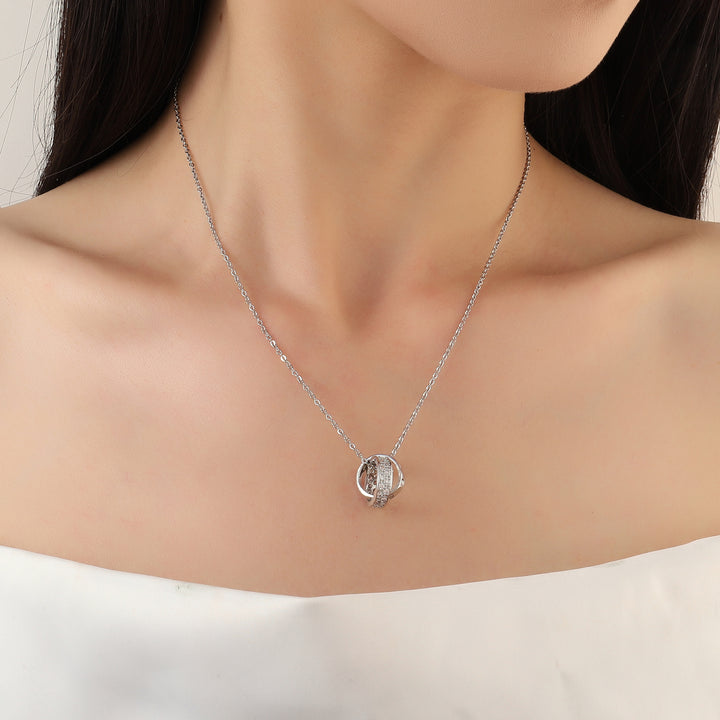 Looped Studded Rings Silver Necklace