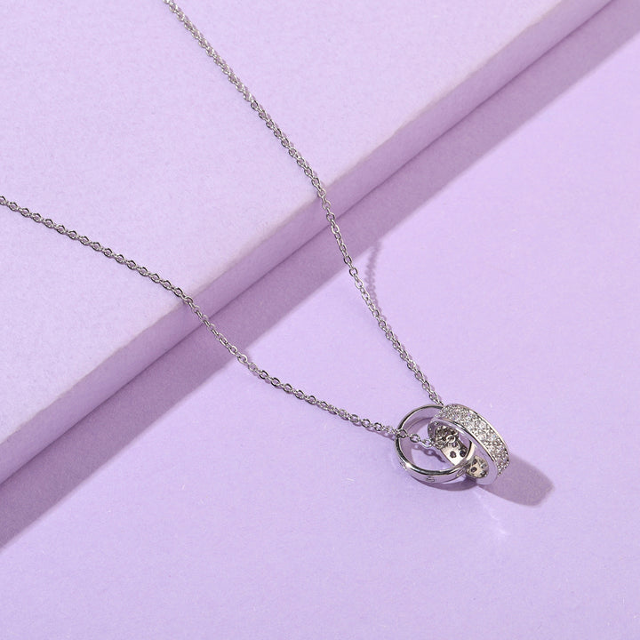 Looped Studded Rings Silver Necklace