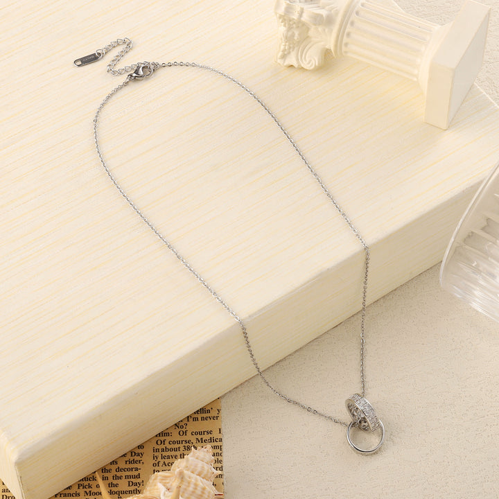 Looped Studded Rings Silver Necklace